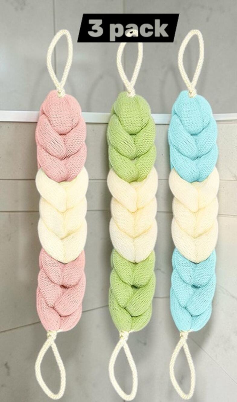 Bath Shower Loofah Exfoliating Sponge Back Body Scrubber Soft Mesh ~ 3 Pack